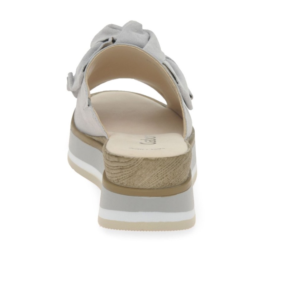 Clinton Dames Mules Sandales Gabor | Daim Exclusif Gris Clair